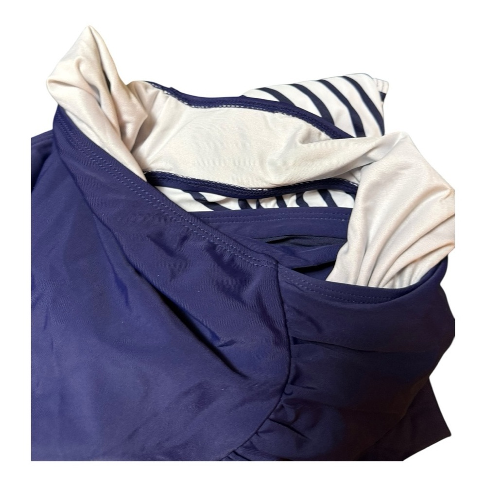 Navy and White Striped Swimsuit With Padding - Picture 6 of 7